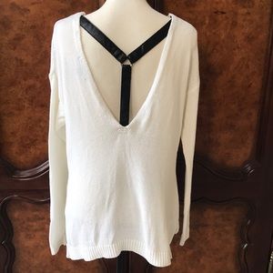 F21 White Sweater with Open Back